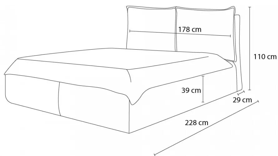 Ciemnoniebieskie tapicerowane łóżko dwuosobowe ze schowkiem i stelażem 160x200 cm Garance – Bobochic Paris