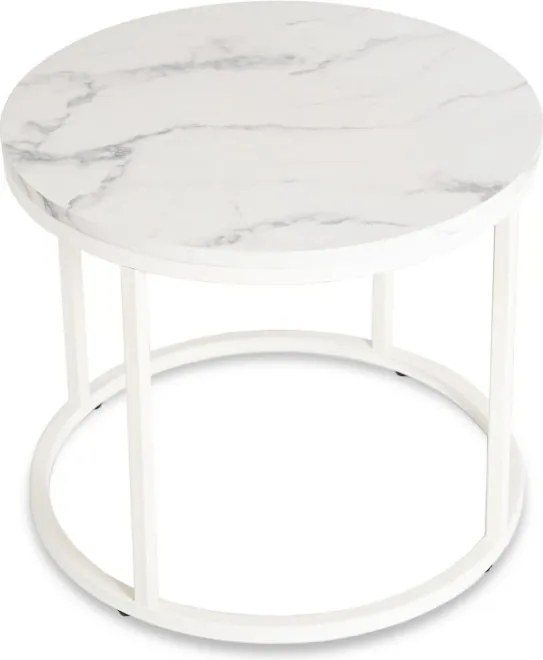 Stolik Kawowy AGNES 53 cm Biały Marmur Nowoczesny