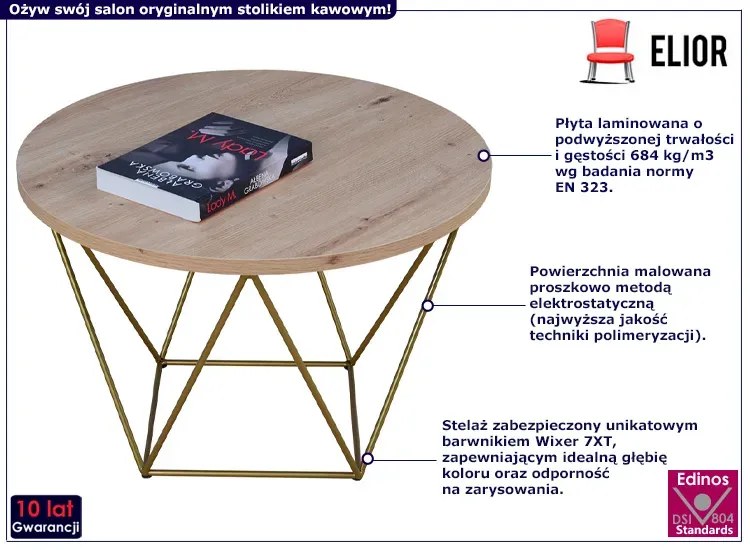 Stolik kawowy z geometrycznym stelażem dąb artisan - Tympa 3X