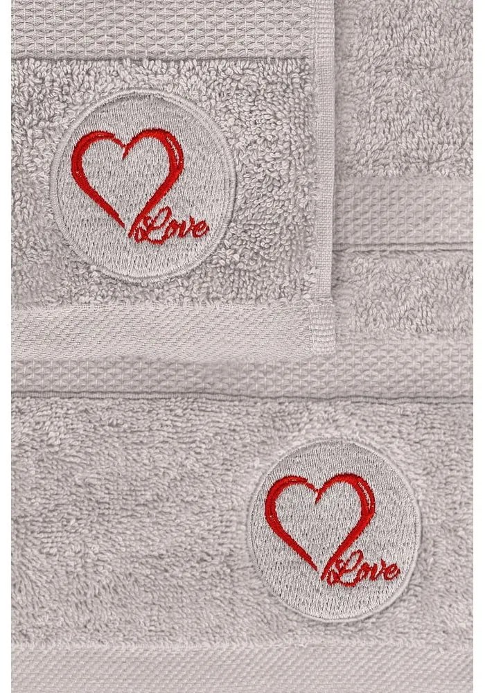 Szary bawełniany ręcznik kąpielowy frotte 70x140 cm Love – Foutastic