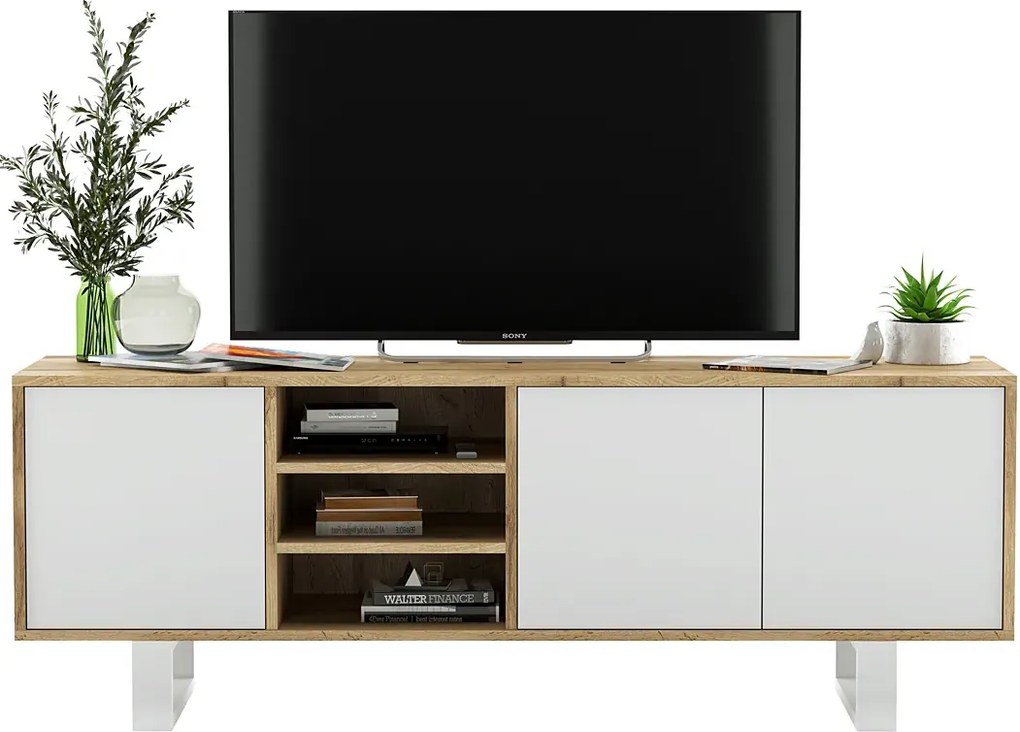 Industrialna szafka rtv dąb wotan + biały K6-T56