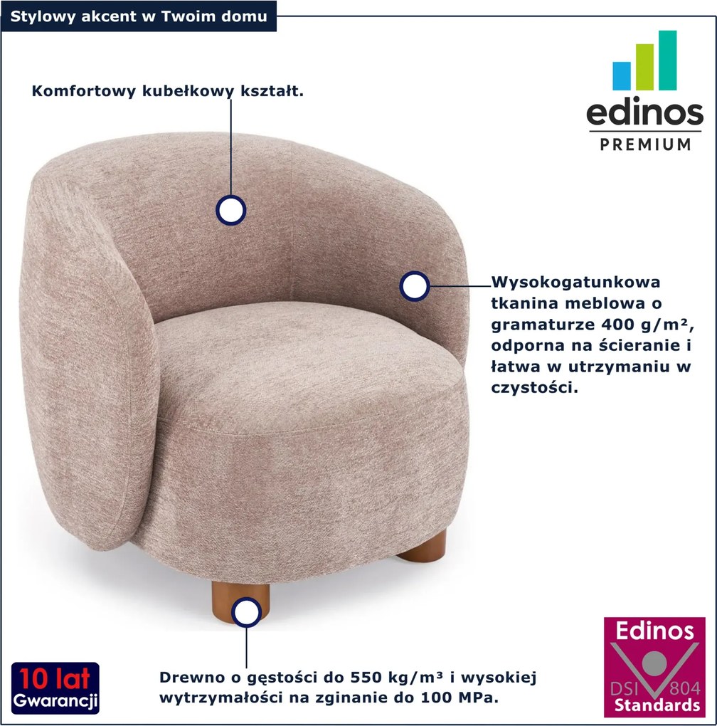 Beżowy drewniany fotel wypoczynkowy do salonu F6-T59