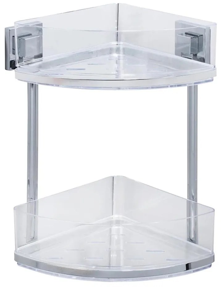 WENKO 22690100-Półka narożna VACUUM-LOC QUADRO ED 28x32,5 cm srebrna/chrom błyszczący