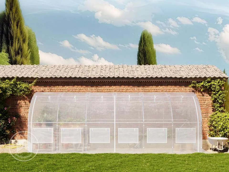 TOOLPORT 2 x 6 m Przyścienny tunel foliowy plandeka PE biały - (9034)