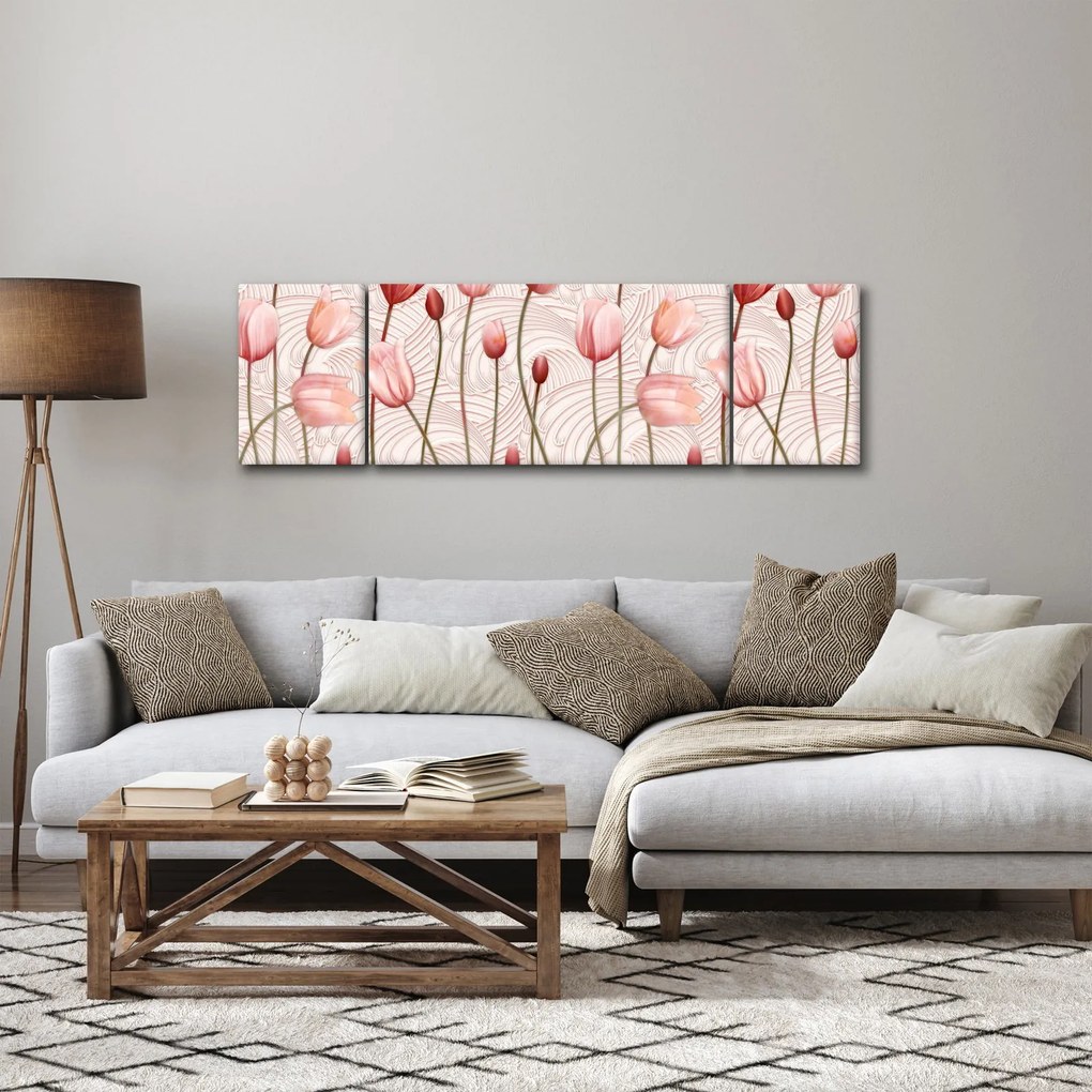 Obraz - Różowe tulipany (170x50 cm)