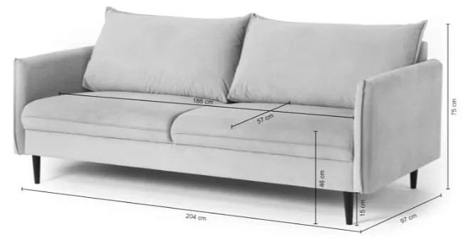 Ciemnoniebieska aksamitna sofa 203 cm Juli – Ropez