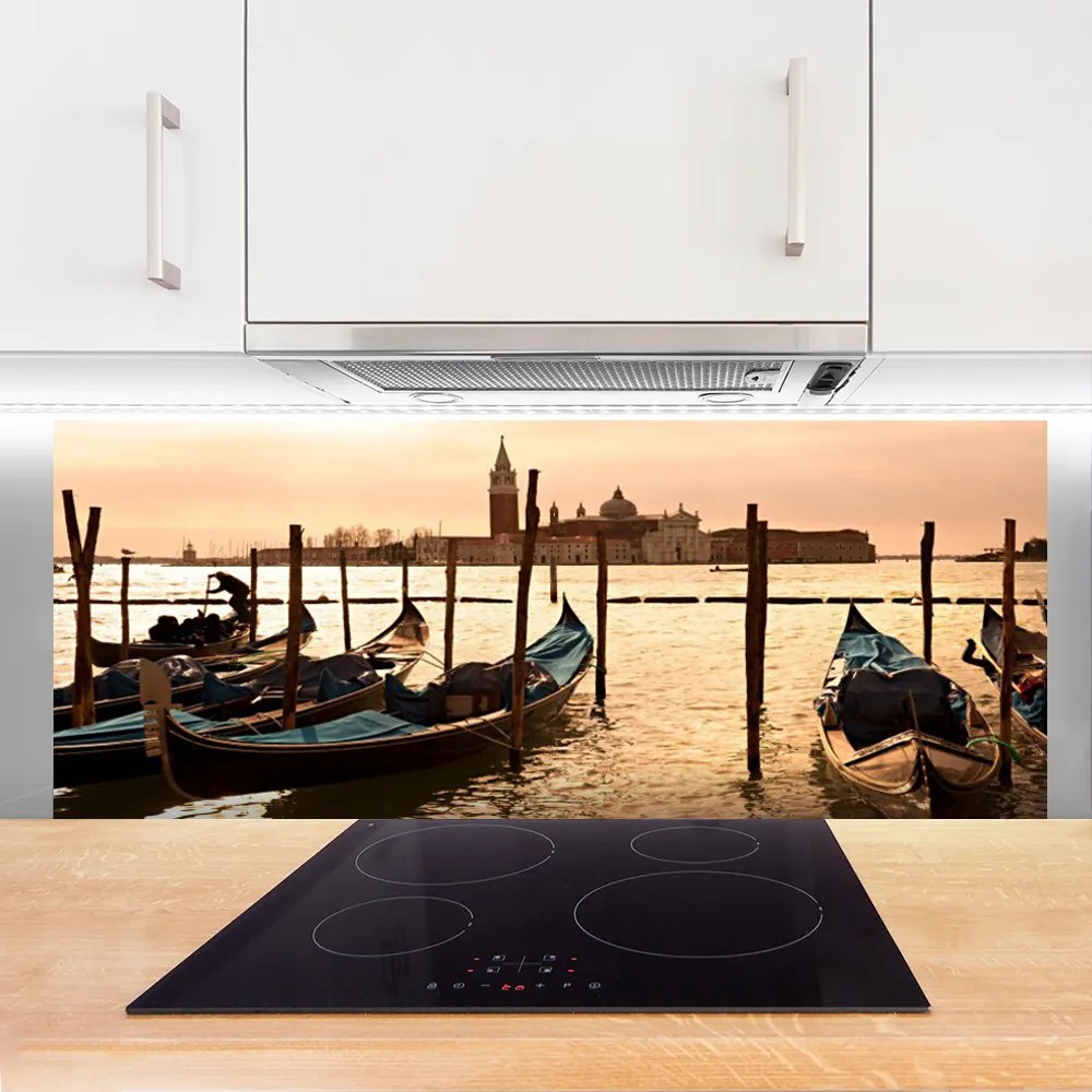 Szkło do Kuchni na Ścianę Łódź Rybacka Na Morzu