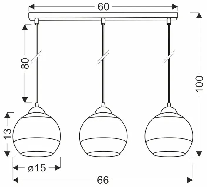 Nowoczesna potrójna lampa wisząca ze złotymi kloszami - D238 M5-F31