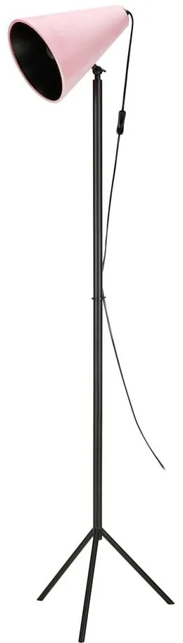 Czarna lampa stojąca z różowym kloszem Markslöjd Cilla, wys. 1,5 m