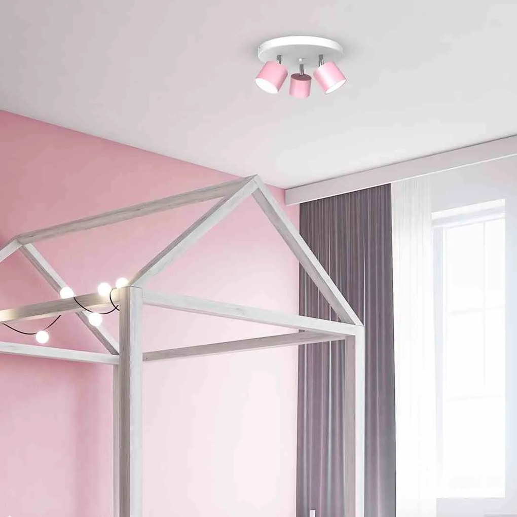 Lampa sufitowa DIXIE PINK 3xGX53, potrójna, na kole, kierunkowa, różowa