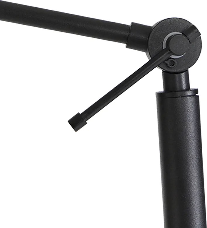 Regulowana czarna lampa podłogowa z beżowym abażurem z tkaniny typu teddy 50 cm - Editor