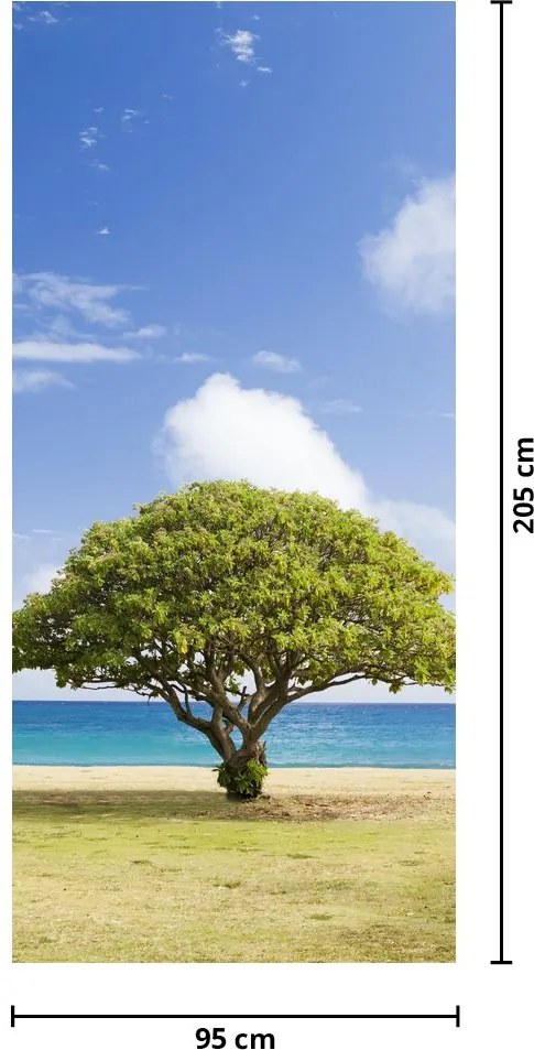 Fototapeta na drzwi - Plaża z drzewem (95x205cm)