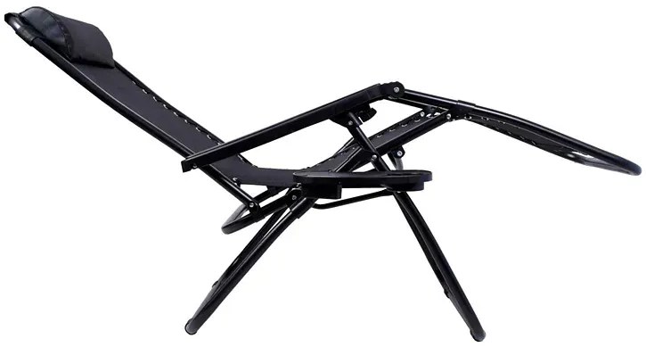 Leżak Ogrodowy, Czarny Plażowy Z Uchwytem Na Napoje G9-L38