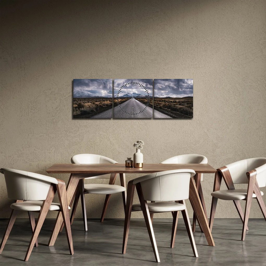Obraz drogi na pustyni (z zegarem) (90x30 cm)