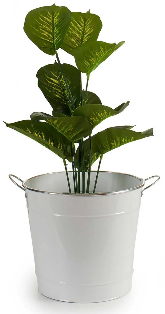 Osłonka na doniczkę typu wiaderko, cynkowa, biała