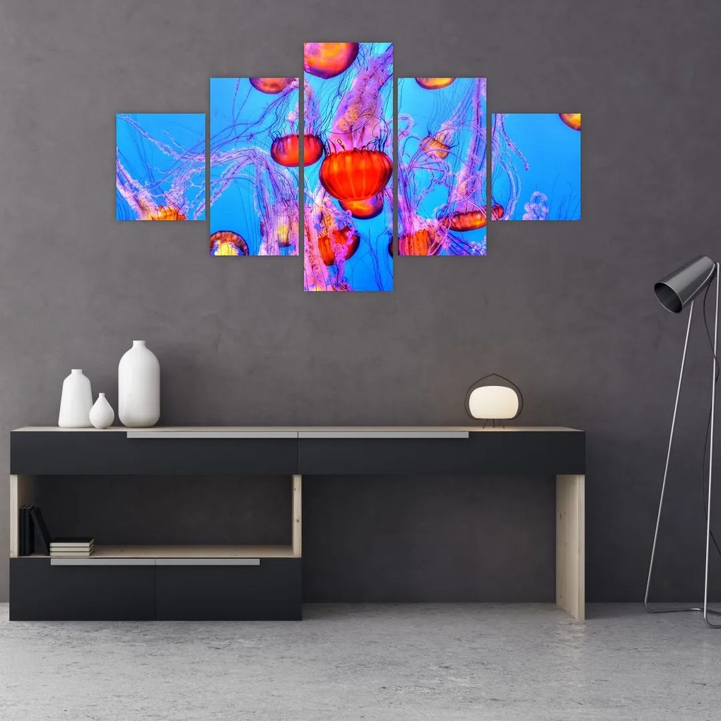 Obraz meduz w morzu (125x70 cm)