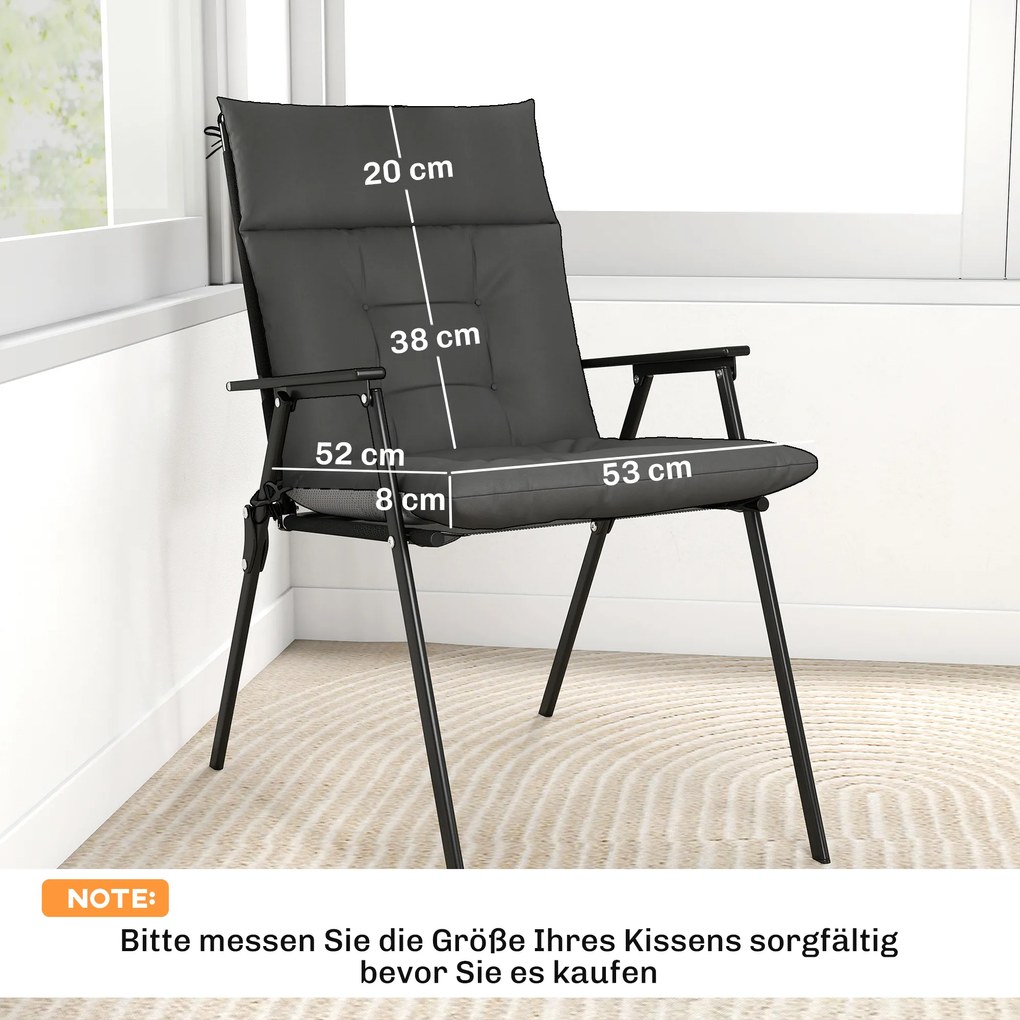 Outsunny 4-częściowy zestaw poduszek wodoodporny, antypoślizgowy, z paskami, na taras i ogród, 111,5 x 53 x 8 cm, ciemnoszary | Aosom PL