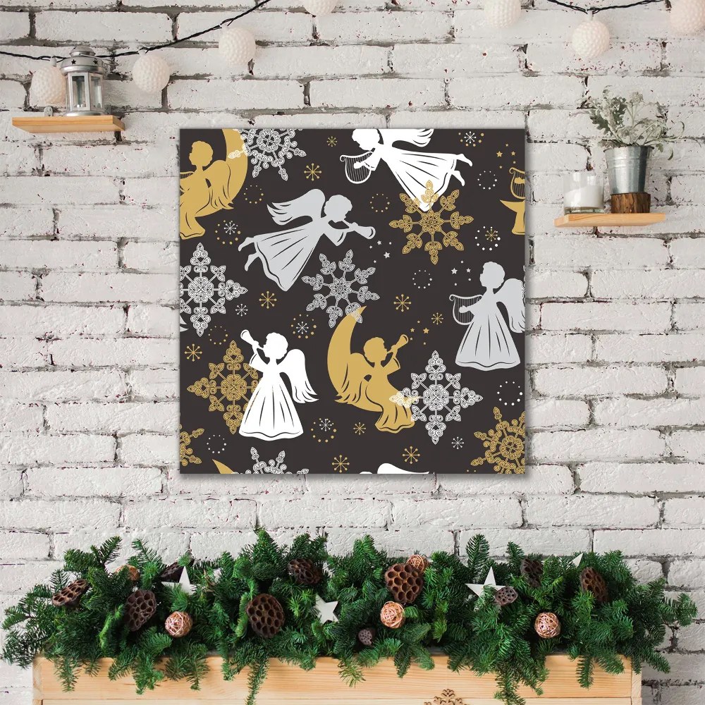 Obraz Canvas Płatki śniegu Aniołki Święta