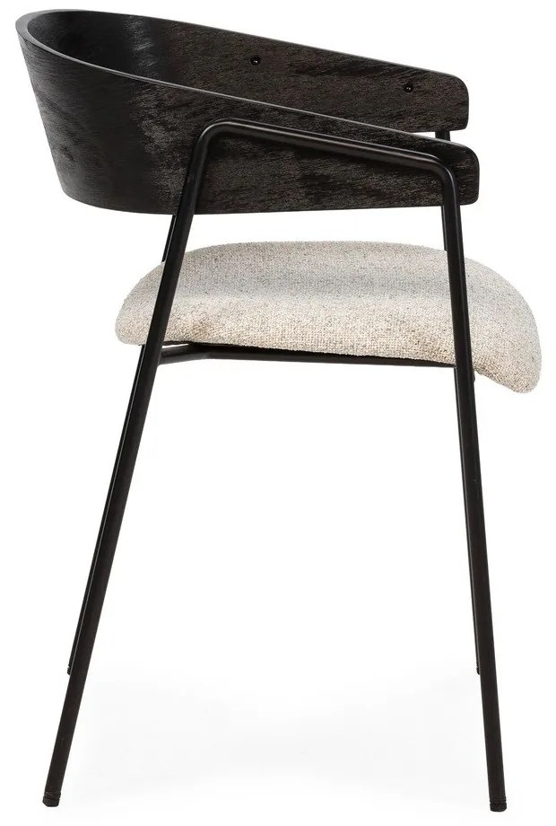 Czarne/beżowe tapicerowane fotele jadalniane zestaw z podłokietnikami 2 szt. Cora – MOME