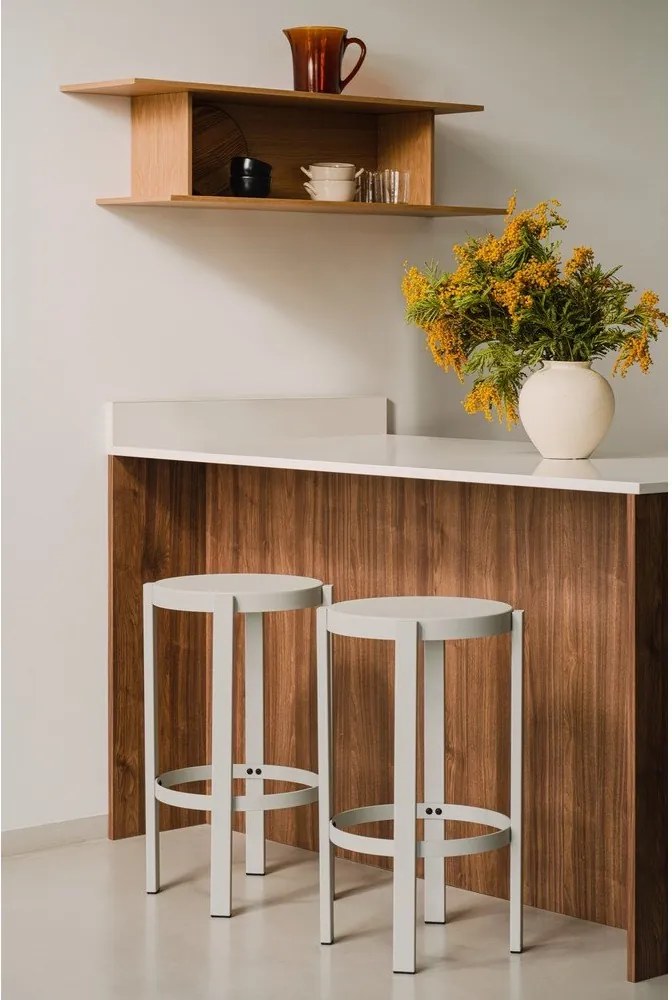 Jasnoszary stalowy hoker (wysokość siedziska 65 cm) Doon – noo.ma