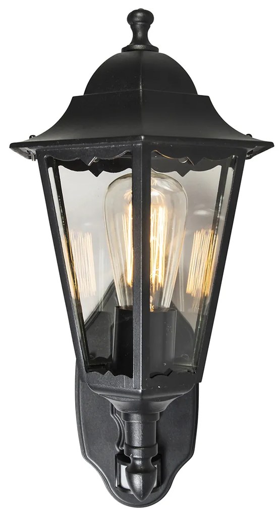 Zewnetrzna Lampion zewnętrzny ścienny czarny z czujnikiem ruchu IP44 - New Orleans up klasyczny/Antyczny Oswietlenie zewnetrzne