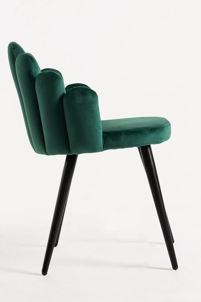 Zestaw 4 Krzese Hand Aksamitne Czarne Nogi