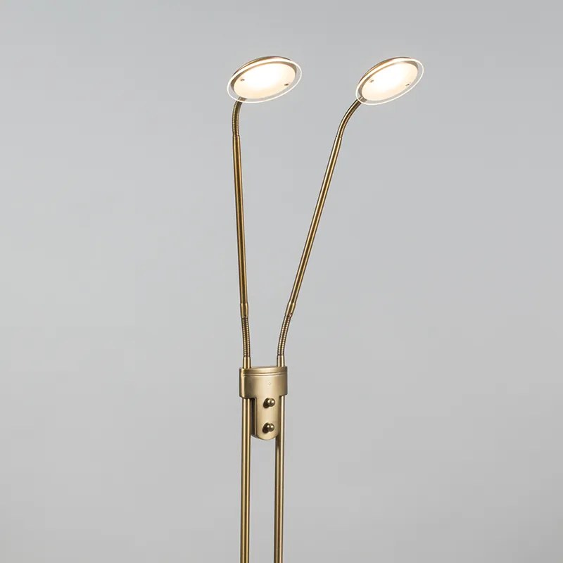 Nowoczesna lampa podłogowa brązowa z lampką do czytania z diodą LED - Eva Nowoczesny Oswietlenie wewnetrzne