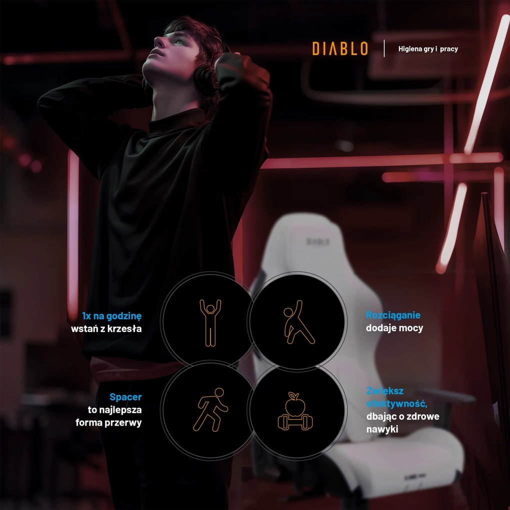 Fotel gamingowy Diablo X.One Prime, Normal Size, Ghosted White