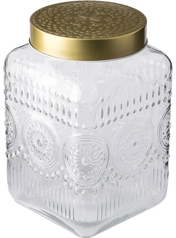 Altom Zestaw szklanych pojemników z złotą pokrywką Daisy 2,2 l, 4 szt., 2,2 l