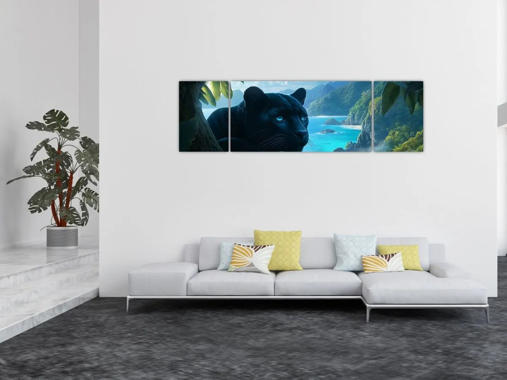 Obraz - Czarny panter w dżungli (170x50 cm)