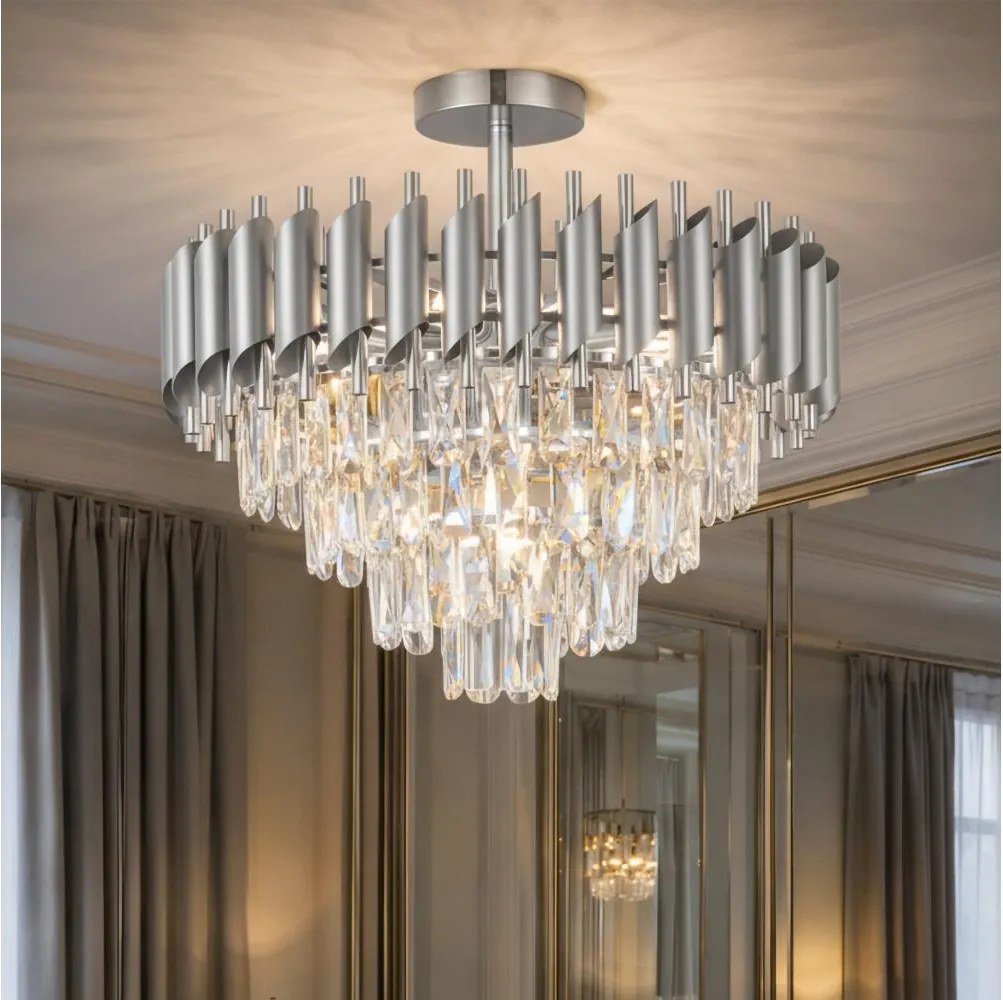 Brilagi - Przysufitowy żyrandol ECLIPSE 7xE14/10W/230V śr. 48 cm srebrny