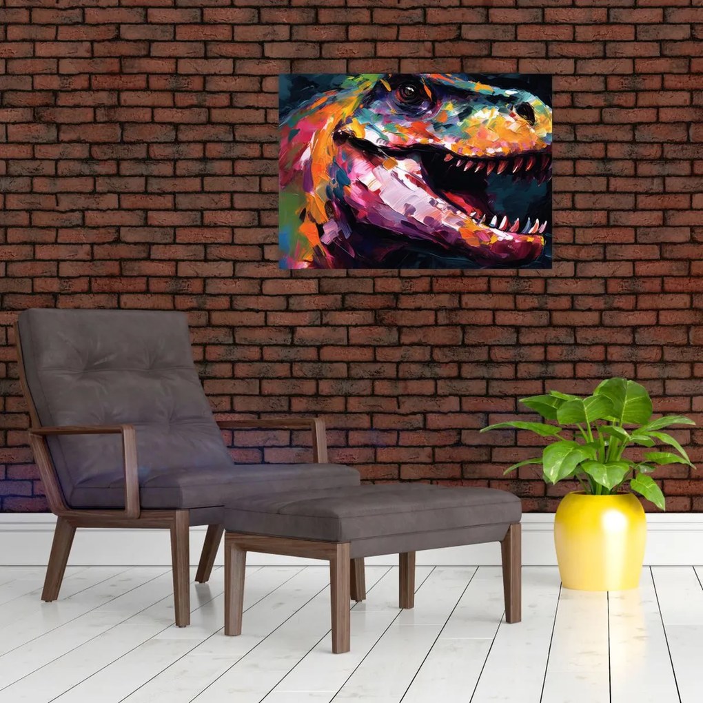 Obraz na szkle - Dinozaur, malarstwo (70x50 cm)