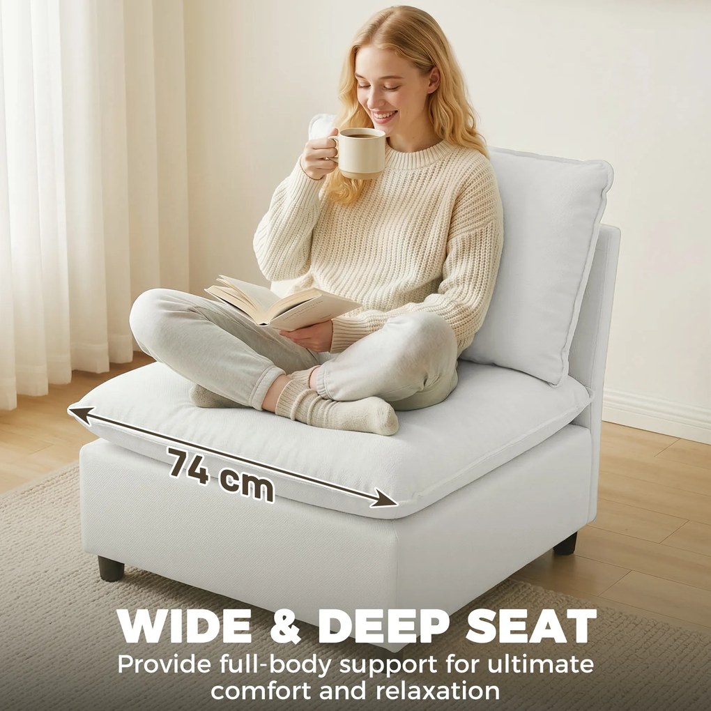 HOMCOM Fotel akcentowy, nowoczesny fotel Leathaire z szerokim i głębokim siedziskiem, grube poduszki, łatwy montaż, szary | Aosom PL