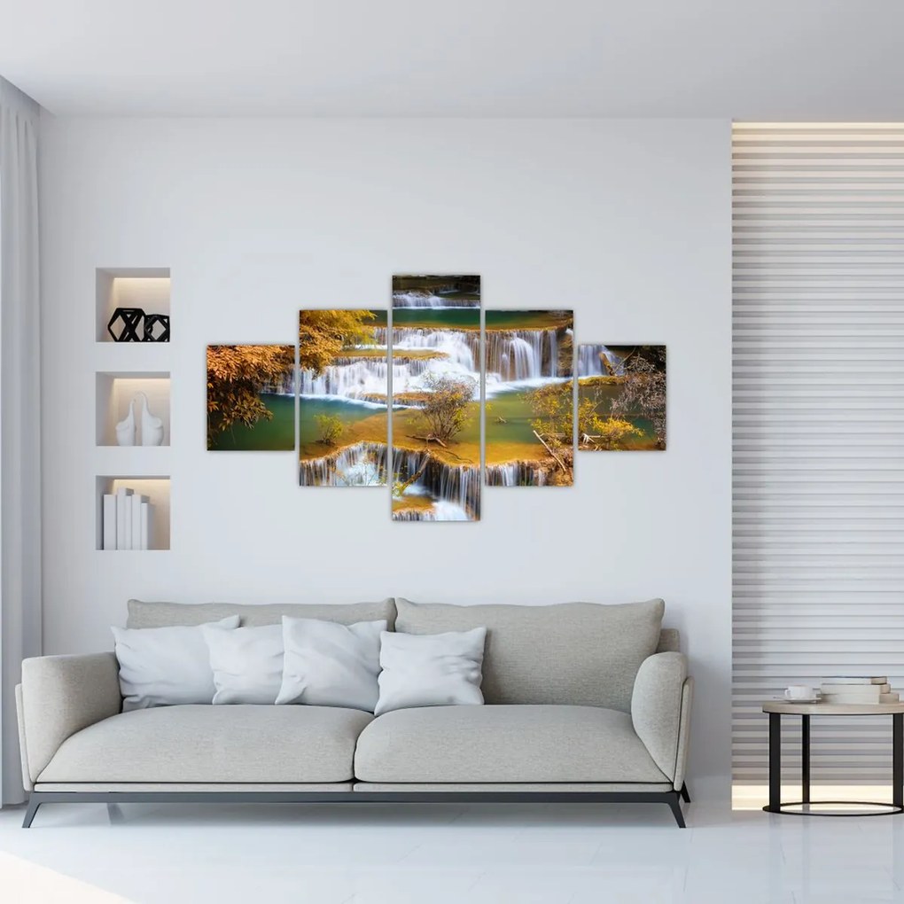 Obraz - Wodospady Huay Mae Khamin, Tajlandia (125x70 cm)