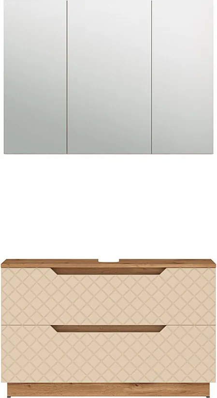 Zestaw mebli łazienkowych dąb/kaszmir ze strukturą płytek 99.4x32x62.5 lotta