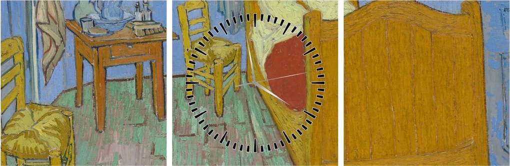 Obraz - Vincent van Gogh, The Bedroom, reprodukcje (z zegarem) (90x30 cm)