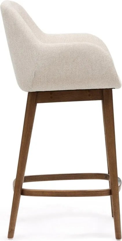 Beżowy tapicerowany hoker z podłokietnikami (wysokość siedziska 66 cm) Konna – Kave Home