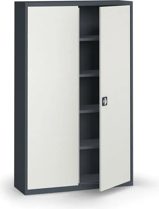Szafa metalowa, 1950 x 1200 x 400 mm, 4 półki, grafitowy/szara