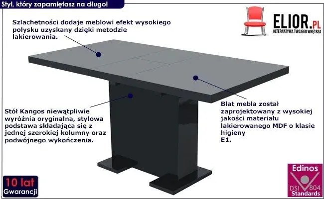 Czarny stół rozkładany – Kangos