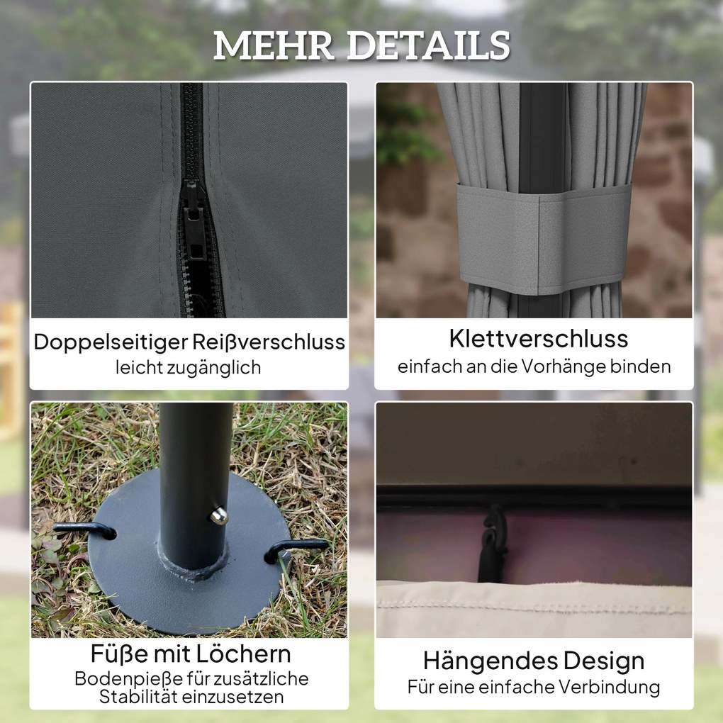 Outsunny Pawilon ok. 3x3 m wodoodporny stabilny odporny na zimę pawilon ogrodowy z podwójnym dachem moskitiera na zamek | Aosom PL