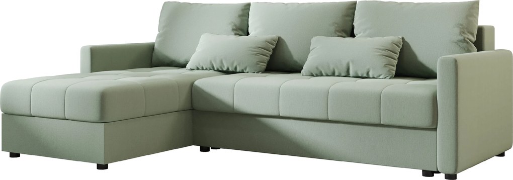 Rozkładana dwustronna sofa narożna do L VENORIA 220x143 cm, jasny zielony + 2 poduszki GRATIS