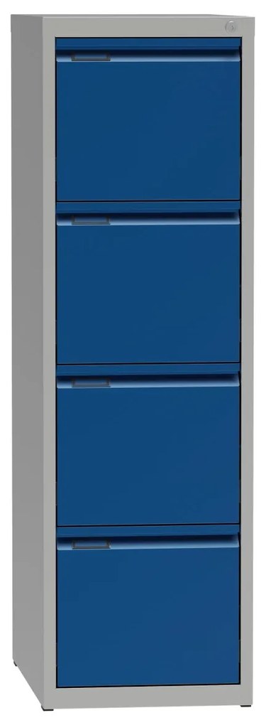 Metalowa szafa kartotekowa A4, 4 szuflady, niebieske