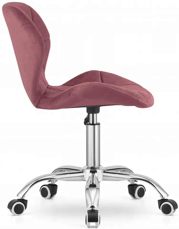 Welurowy pikowany fotel obrotowy ciemny róż A4-R41