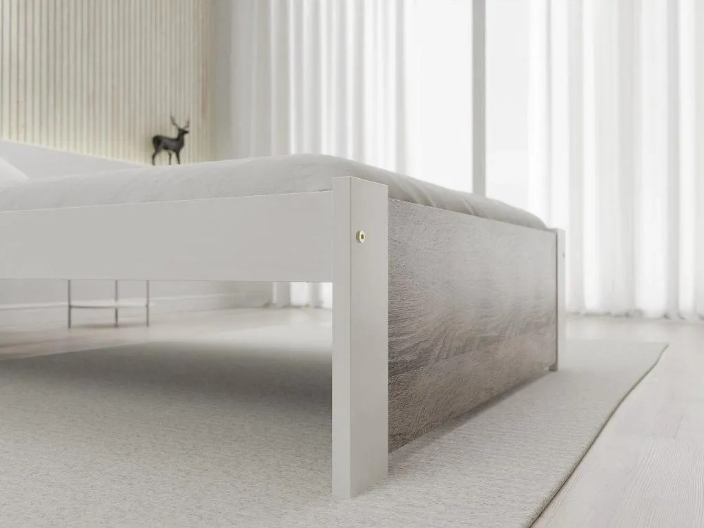 Łóżko IKAROS 80 x 200 cm, biały/dąb truflowy Stelaż: Ze stelażem listwowym rolowanym, Materac: Materac Sommera 18 cm