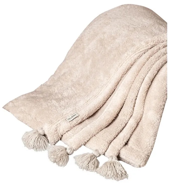 Jasnobrązowa narzuta z mikropluszu 200x220 cm Puffy – Mijolnir