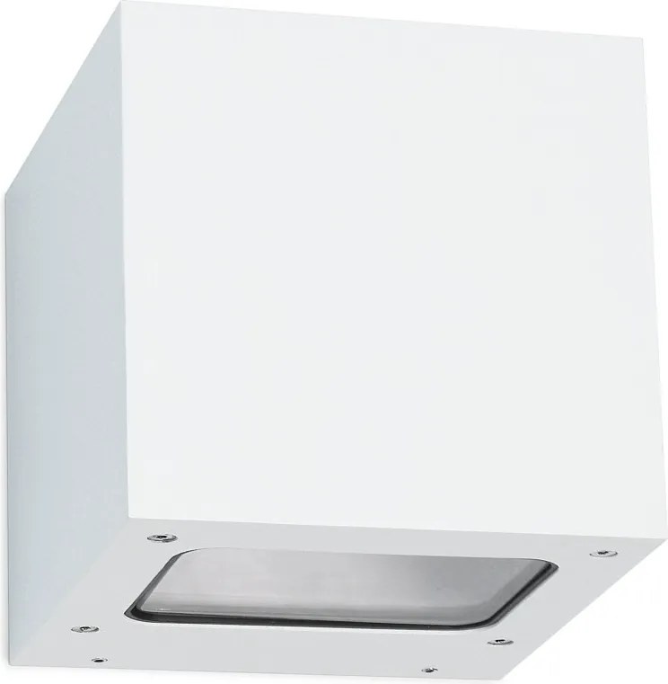 Aluminiowy kinkiet BRICK w nowoczesnym stylu - Szeroko?? 12 x Wysoko?? 12 cm - bia?y - LED SMD 2x 5W - 3K - góra i dó? - 67° - IP44