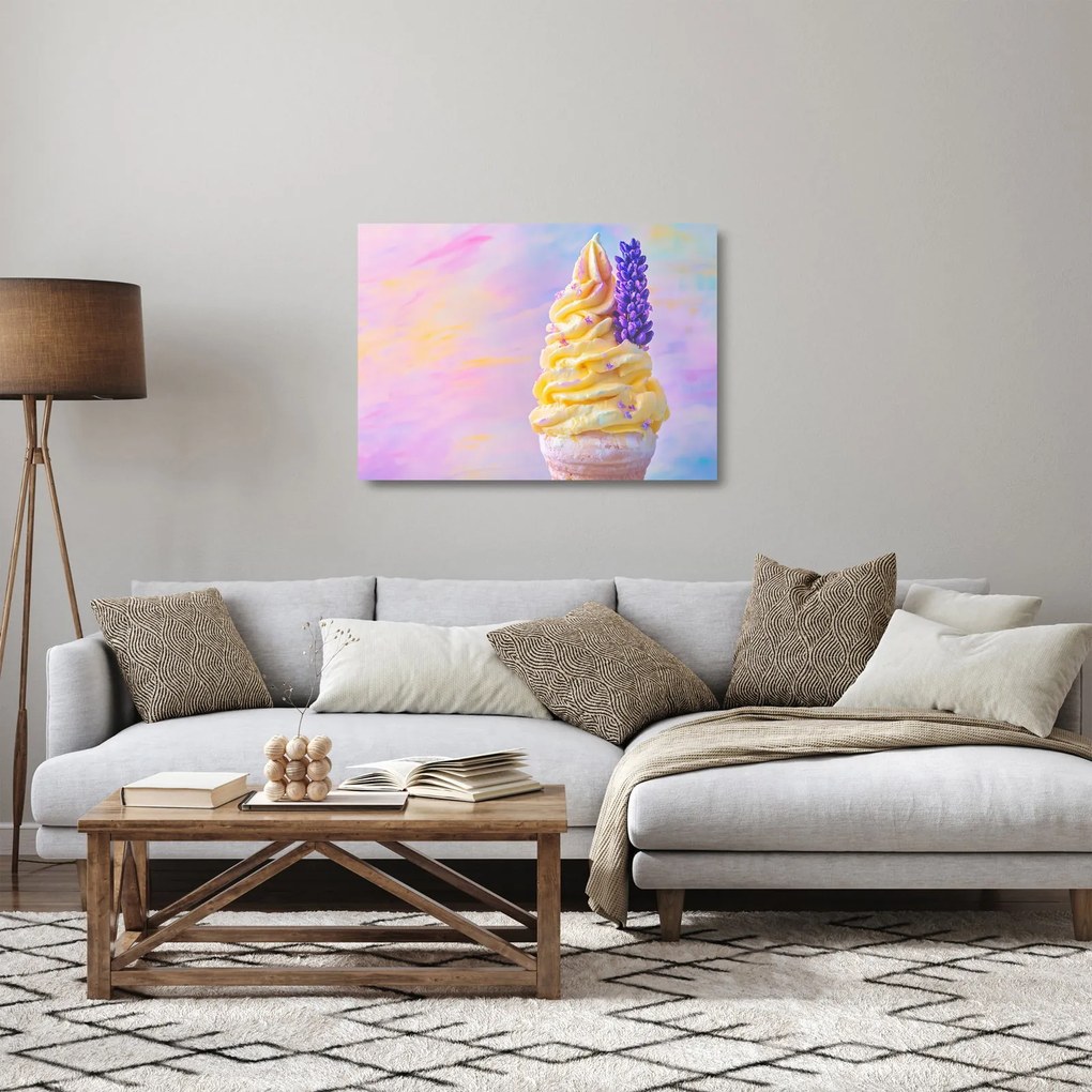 Obraz na szkle - Lody z lawendą (70x50 cm)
