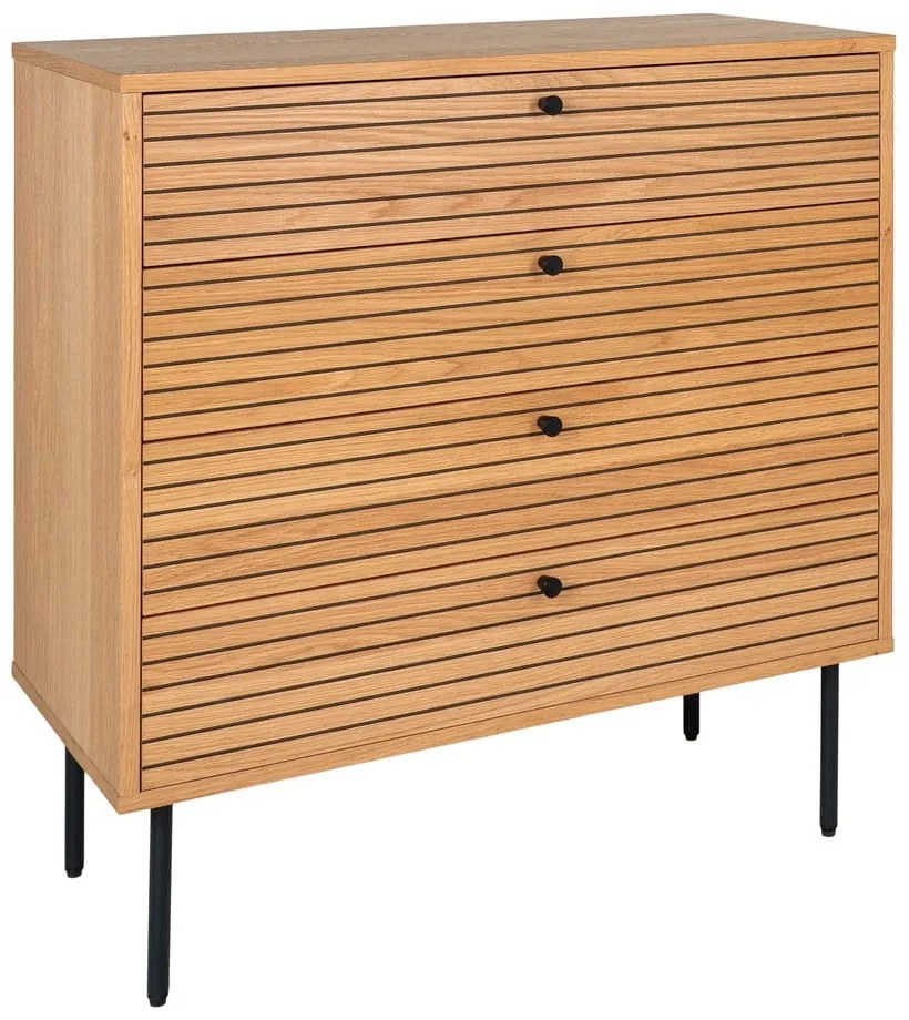Wysoka komoda w dekorze dębu w naturalnym kolorze 80x85 cm Kyoto – House Nordic