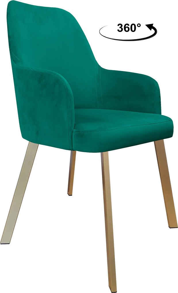 Krzesło WESTA tkanina Welur noga metalowa elegancki styl loftowy : Kolor nogi - Złota profil, Kolor tkaniny - VELVET - MG20, Typ siedziska - Siedzisko obrotowe 360°