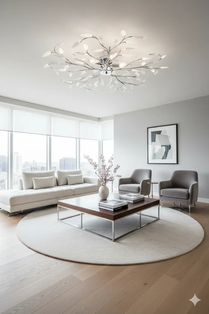 Biała lampa sufitowa z kryształkami F8-K72